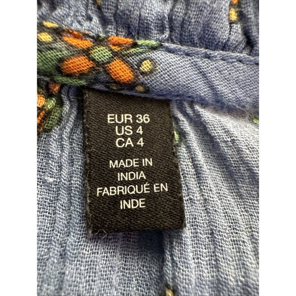 Paris Atelier &Other Stories Dress 100% cotton Blue Sleeveless BOHO size 4 fairy - Picture 13 of 15